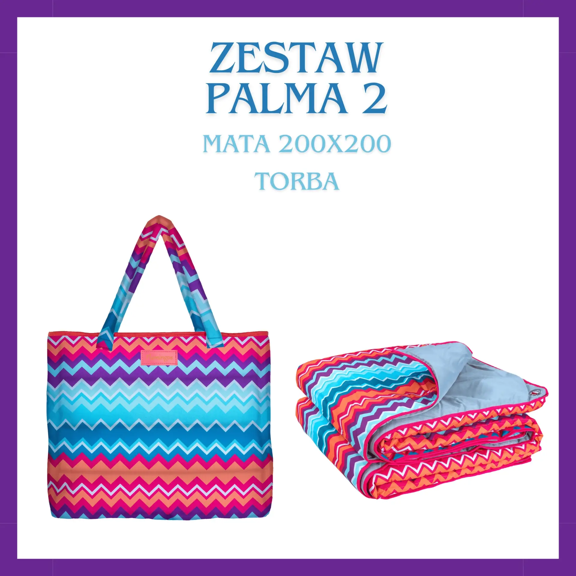 ZESTAW PALMA II- mata plażowa z torbą XXL