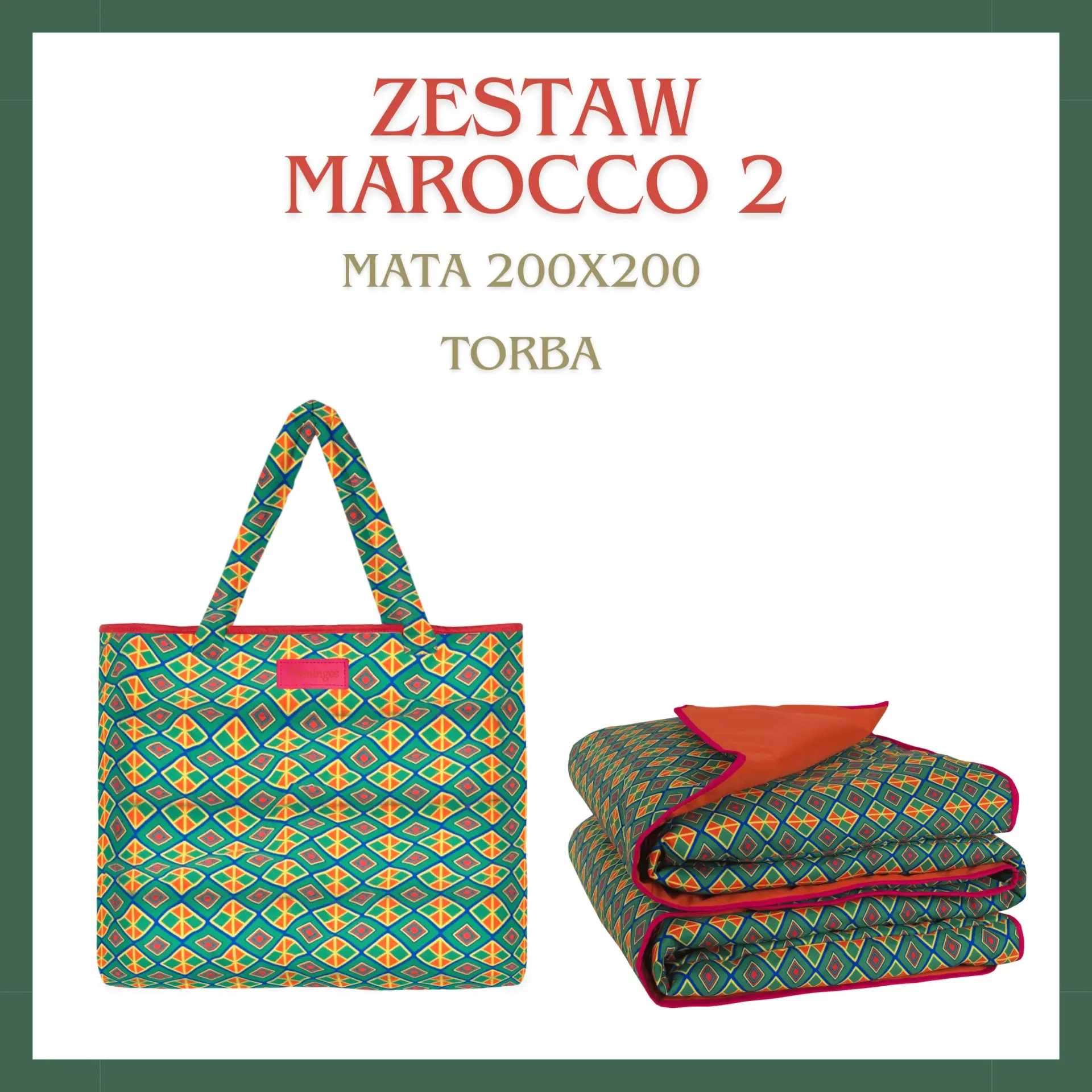 ZESTAW MAROCCO II- mata plażowa z torbą XXL