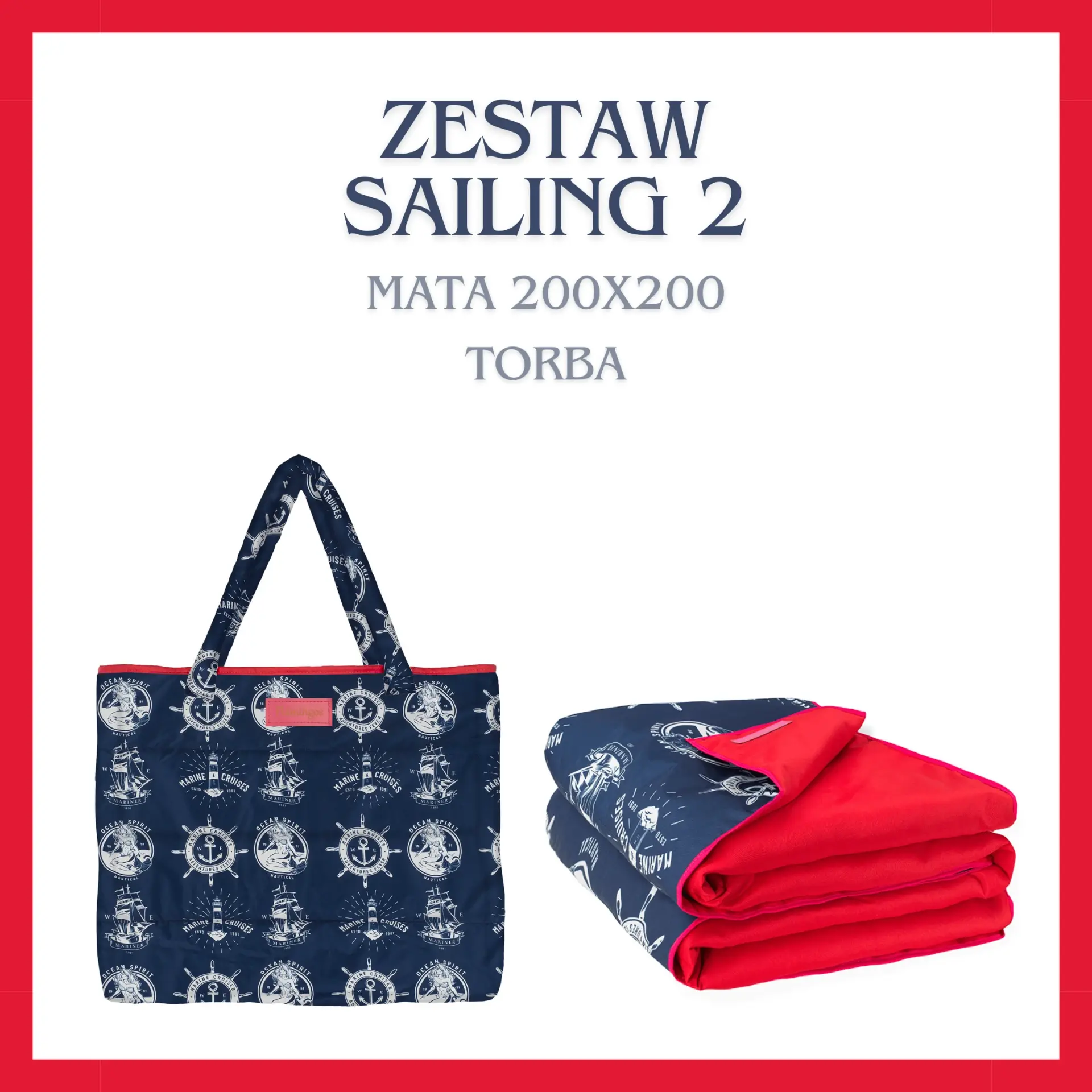 ZESTAW SAILING II- mata plażowa z torbą XXL