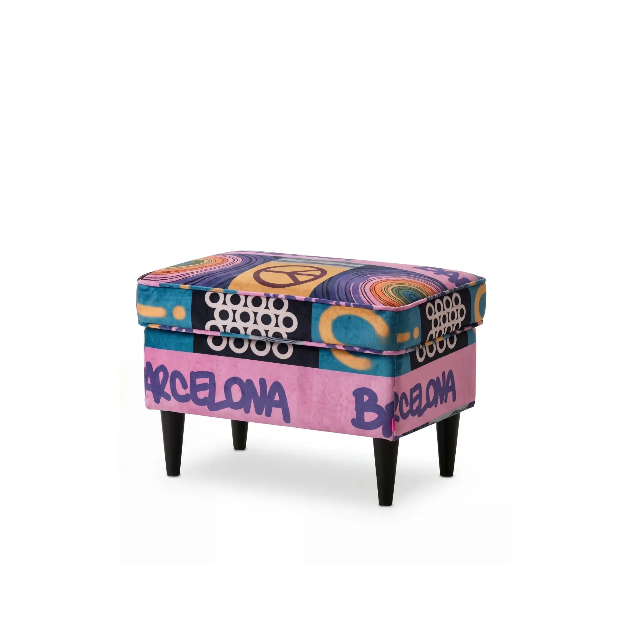 Podnóżek do fotela uszak / pufa velvet do salonu Barcelona