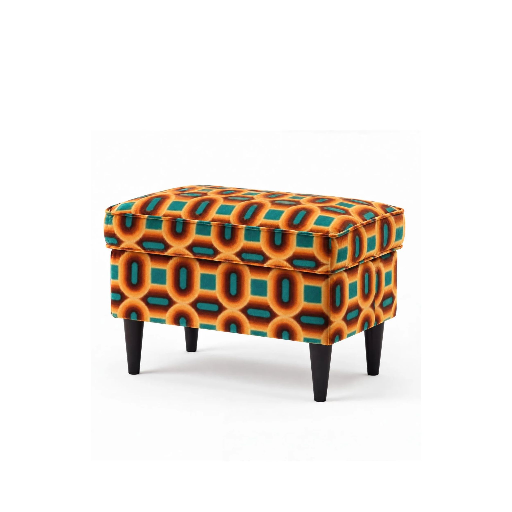 Podnóżek do fotela uszak / pufa velvet do salonu Retro