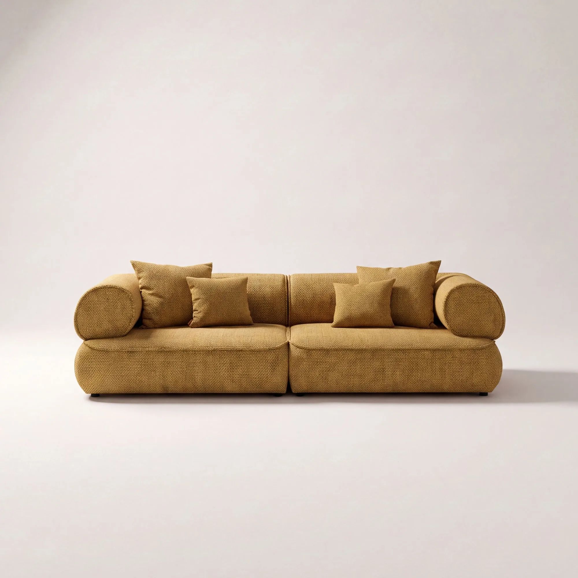 Sofa modułowa Stella duża, żółta plecionka