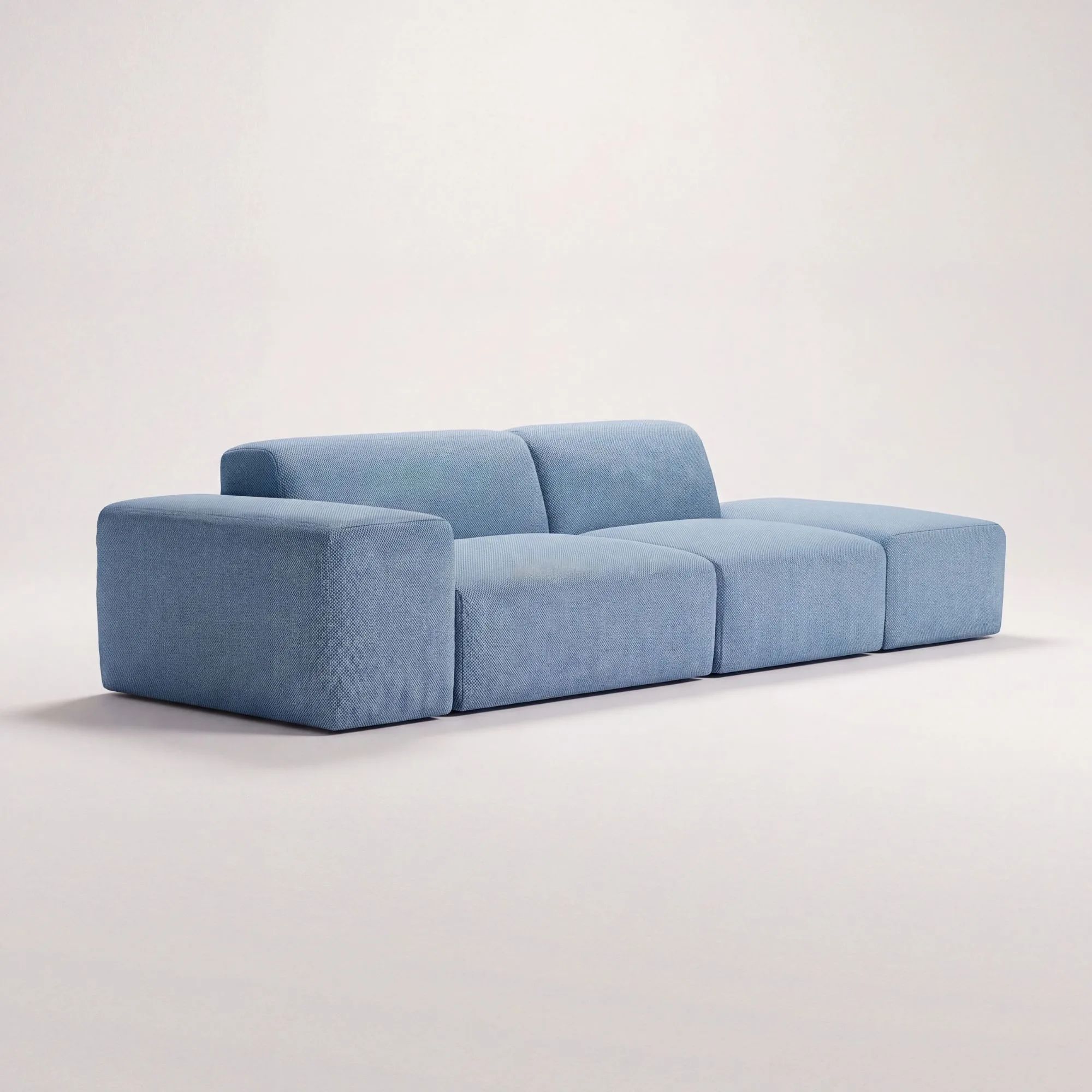 Sofa modułowa Pyllow Outdoor na taras do ogrodu ze ściąganym pokrowcem, niebieska tkanina zewnętrzna